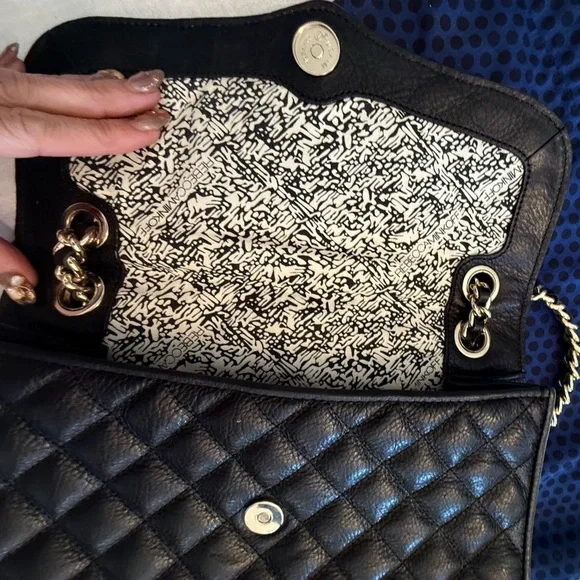 NWOT Rebecca Minkoff Large Black/Gold Leather Quilted Affair Bag Dust Bag $295